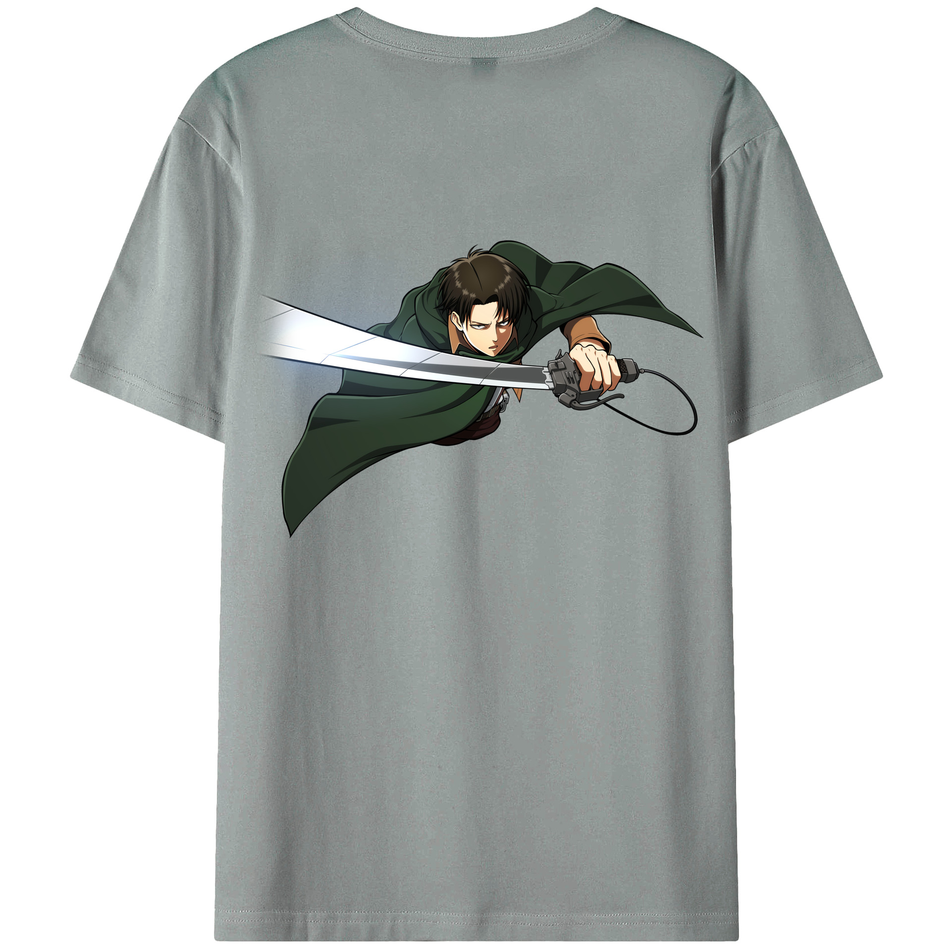 （画像用） 進撃の巨人 リヴァイ·アッカーマン Attack on Titan Levi Ackerman 綿100％ メンズ半袖Tシャツ（バックプリント） 通気性